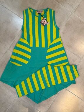 KidCuteTure Sz 12 Turquoise Lime Stella Dress & Capris NWT